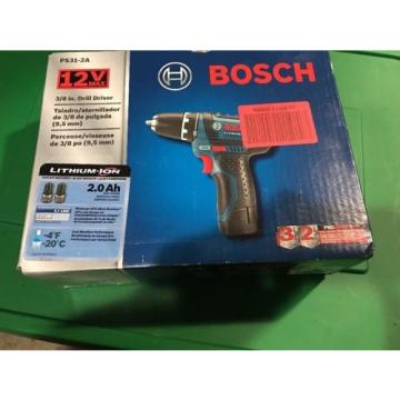 NEW IN BOX - BOSCH 12V MAX; PS31-2A; 3/8&#034; Drill Driver; w/ &#034;2&#034; LITHIUM-ION 2.0Ah