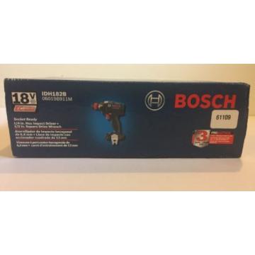 NEW BOSCH IDH182B 18V Socket Ready 1/4&#034; Hex Impact Driver + 1/2&#034; Drive Wrench