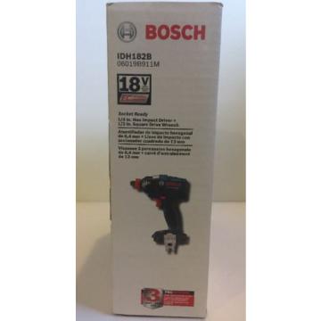 NEW BOSCH IDH182B 18V Socket Ready 1/4&#034; Hex Impact Driver + 1/2&#034; Drive Wrench