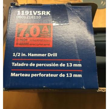 Bosch Hammer Drill #1191VSRK  7 Amps, 1/2 Keyed Chuck, 3000 Rpm  New