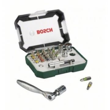 Bosch Screwdriver Colour Coded Bit and Compact Ratchet 26 Pieces Set Storage Box