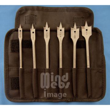 BOSCH 6pc Self Cut Spade Flat Wood Drill Bit Set in Fabric Case