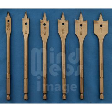 BOSCH 6pc Self Cut Spade Flat Wood Drill Bit Set in Fabric Case