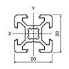 Bosch Italy Dutch Rexroth Extrusion Aluminium (Cut To Length),6mm Groove,3000mm L, 20x20mm