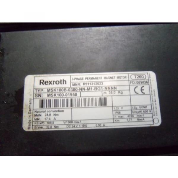 REXROTH Canada Greece MSK100B-0300-NN-M1-BG1-NNNN PERMANENT MAGENT MOTOR *USED* #5 image