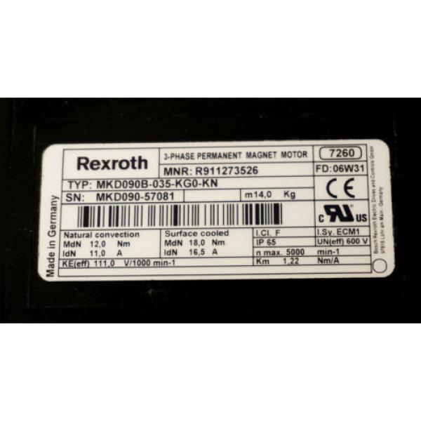 NEW Japan Korea REXROTH MKD090B-035-KG0-KN 3-PHASE PERMANENT MAGNET MOTOR MKD090B035KG0KN #4 image