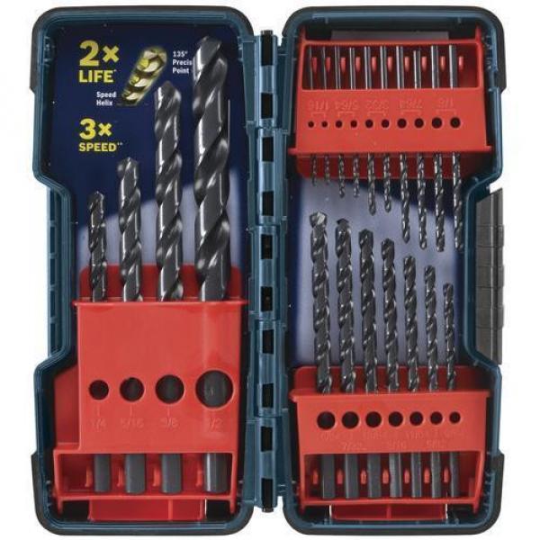 BOSCH 21-PC BLACK OXIDE TWIST DRILL BIT SET WITH CASE NEW #1 image